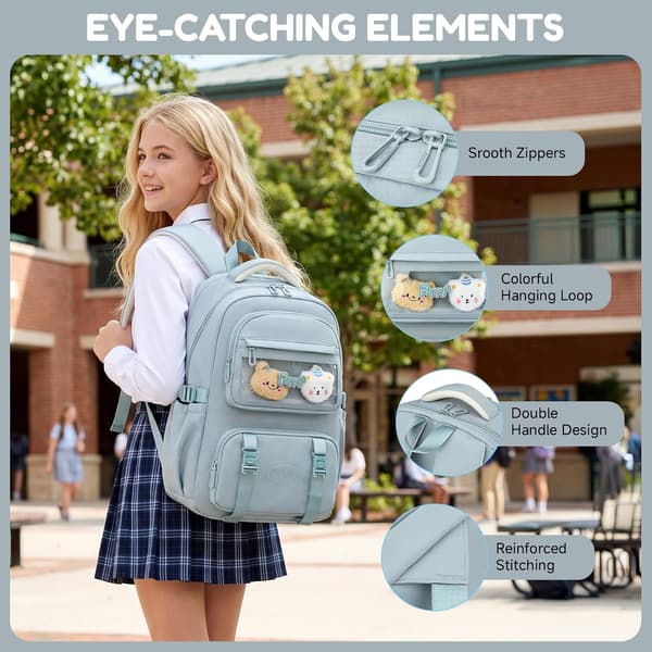 School Backpack for Girls, Middle School Backpack for Girls and Girls Basic Backpack, Casual Large Backpack, Accepts 15.6 Inch Notebook, for G Blå