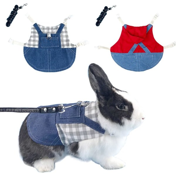 2 STK Kaninsele och koppel Smådjur Kläder Huvkläder för kanin Marsvinssele Huvtröjor för små husdjur (A, Small)