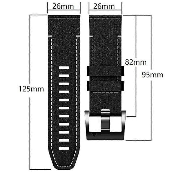 Armband i läderbelagt silikon för Garmin Tactix 7 Pro/Fenix 7X/6X/6X Pro/5X Plus Style C