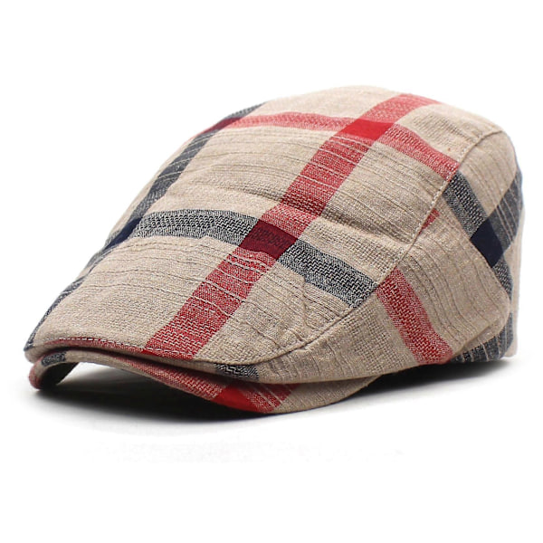 Herre Justerbar Farverig Stribet Plaid Ivy Newsboy Cabbie Gatsby Golf Cap Flad Bomuldshat Tynd Cap 55cm-59cm sort