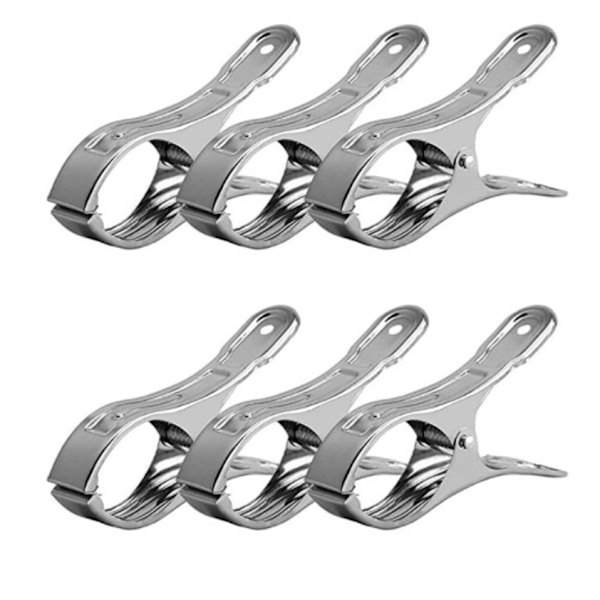 6 stk. store strandhåndklædeklemmer i rustfrit stål, metalclips til store håndklæder, til strand og pool