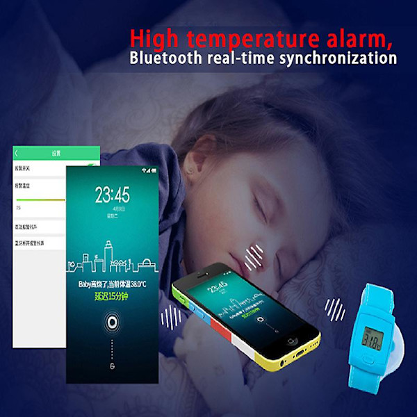 Digital Intelligent Bluetooth Termometer för Bebisar Smart Feber Temperaturarmband LCD-Display Pink