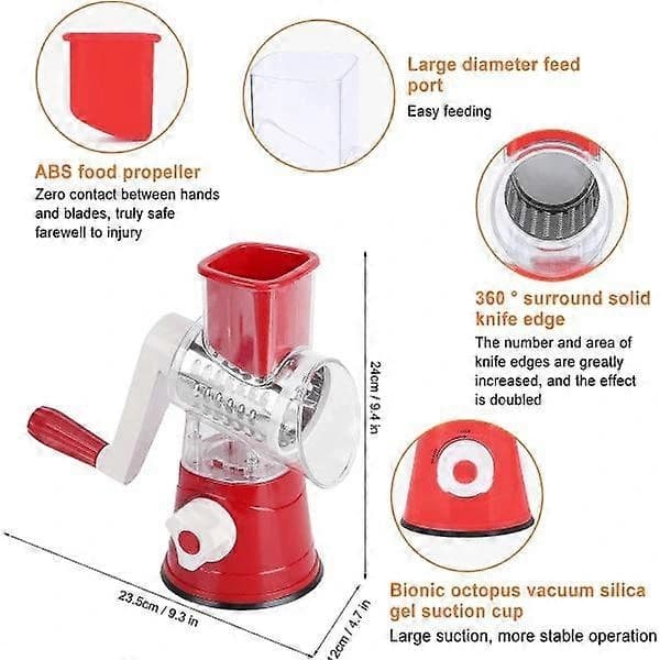 A vegetable chopper with crank handle, suitable for fruit, vegetables, etc., a kitchen accessory for the home.
