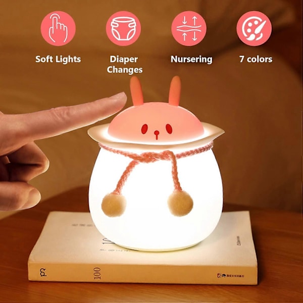 Sød Lille Bi Natlampe, Baby Værelseslampe med Touch Sensor, 7 Farveskiftende USB Genopladelig Silikone Natlampe, Drenge Piger LED Natlampe f
