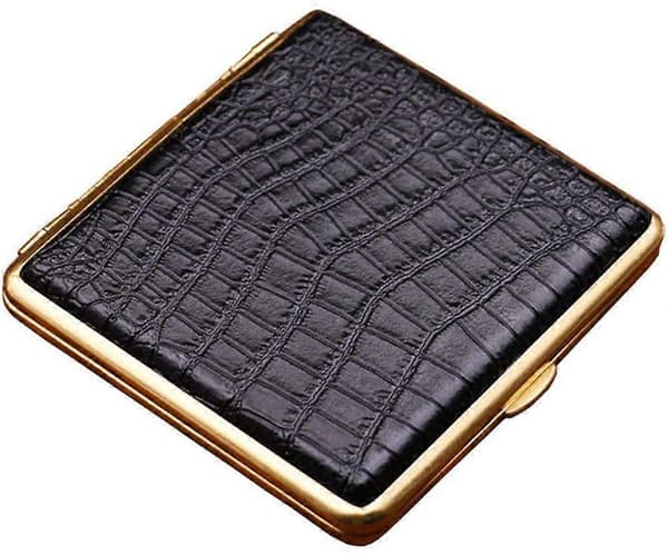 Cigarette case in leather, ultra-thin, portable, advanced anti-pressure cigarette box for men, holds 20 cigarettes