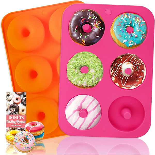 (2 stk) 6-hullet silikone donut bageform/non-stick donutform, opvaskemaskine, ovn, mikrobølgeovn, fryser sikker