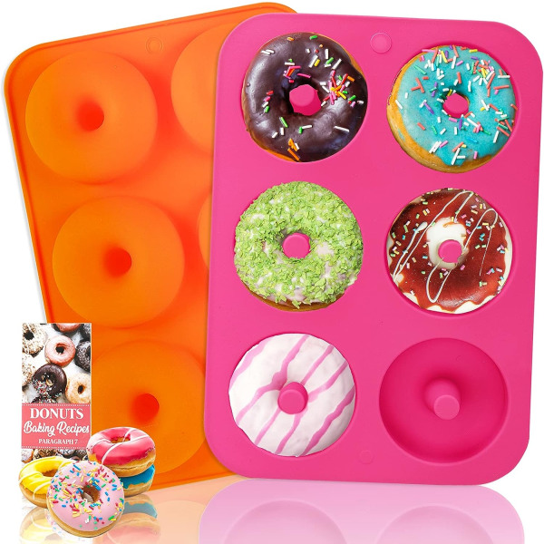 (2 stk) 6-hulls silikon donut bakeform/non-stick donutform, oppvaskmaskin, ovn, mikrobølgeovn, fryser trygg