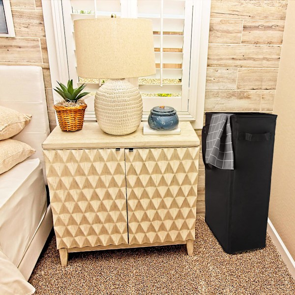 2-pack Slim Laundry Basket, Foldable Laundry Hamper, Thin Dirty Clothes Storage, Slim Foldable Laundry Bag, Space-Saving Basket Black