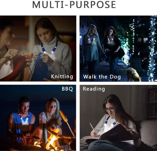 Rechargeable Book Light 4 LED Neck Light, Reading Light for Reading in