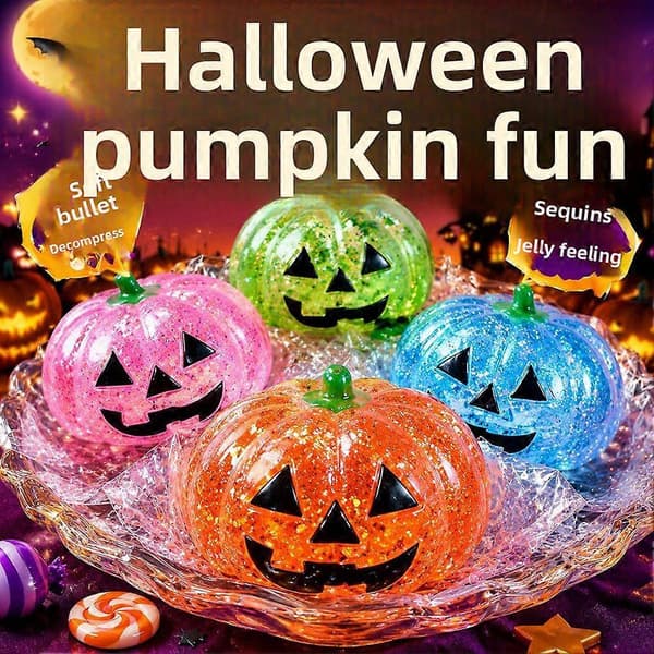 Græskarhoved Stressaflastende Legetøj, Ultrabløde Langsomt-rebound Halloween Græskar Squishies Blue