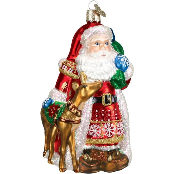 Juldekorationer: Sortiment av jultomtar glasblåsta prydnader för julgran, nordisk tomte