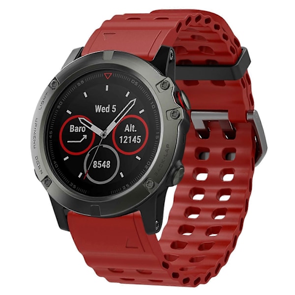 26 mm silikonerem til Garmin Fenix 8 51 mm/Enduro 3/Instinct 2X urrem med flere huller Style E