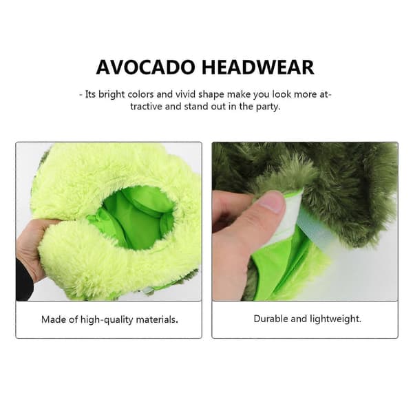 Cosplay Hodeplagg Avokadohatt for dekorasjon, sett med 3 deler