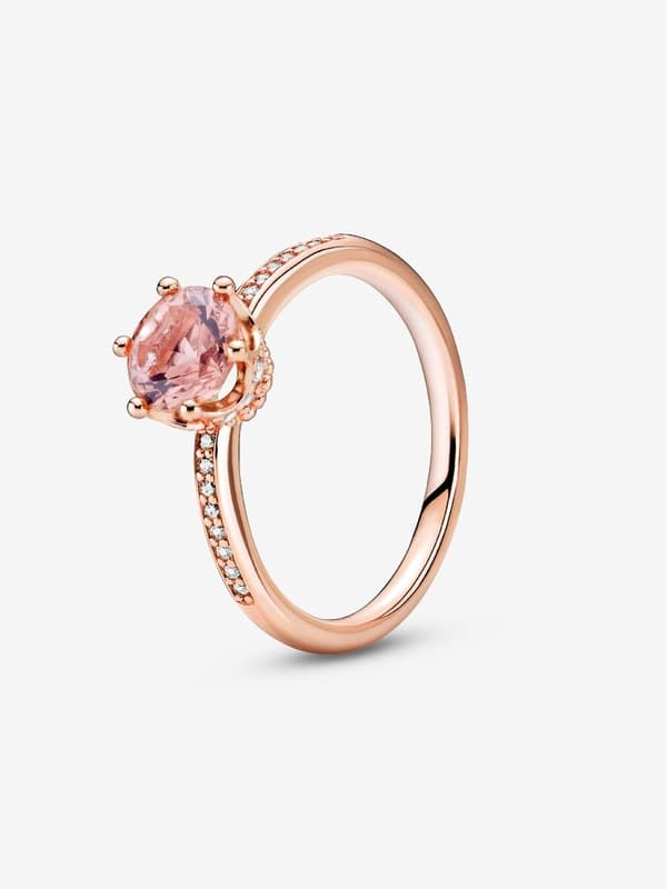 Pandora - Rosa Glitrende Krone Solitærring - 14k rosegullbelegg Circumference: 50mm