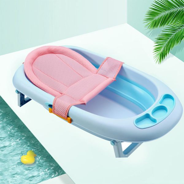 Baby badekar sæde spædbarn badekar sæde støtte måtte, justerbar komfortabel skridsikker baby brusebad net badekar sidde op mesh-pink