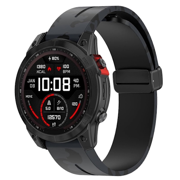 Tyyppi H Garmin Fenix 7/Forerunner 965/955/945/935 kellon ranneke musta solki 22mm Camouflage Style A