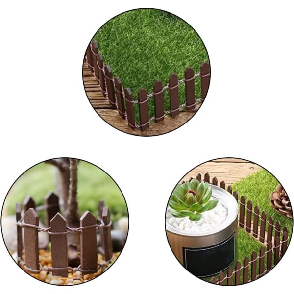 Mini trädgårdsstaket 3 delar träträdgårdskant Miniatyrträdgårdsstaket Mini trästaket Flexibelt miniatyrstaket trädgårdsmikrostaket för gör-det-själv landskap
