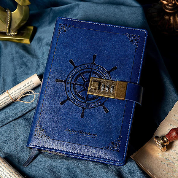 B6 Læder Journal Notebook med Kombinationslås, Rejse Sailor Skrive Dagbog Personlig Planlægger Organisering Som Gave, 7.87 X 5.51 in