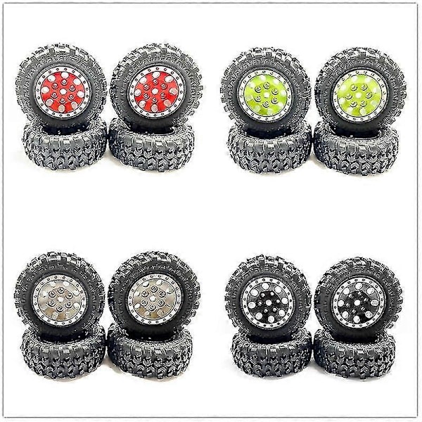 4 stk. 1.0 Dekk Og Metall Beadlock Felger For 1/24 Rc Bil, svart
