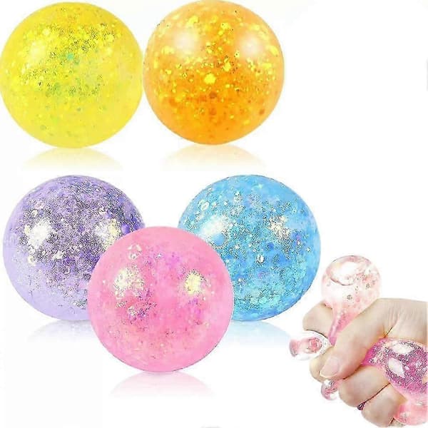 Glitter Maltose Squishy Legetøj 6Cm Tpr Til Stresslindring Sensorisk Leg Yellow ball