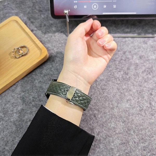 Armband i äkta läder med rombstruktur för Huawei Watch GT 5 Pro 46 mm/GT 5 46 mm 22 mm Style D