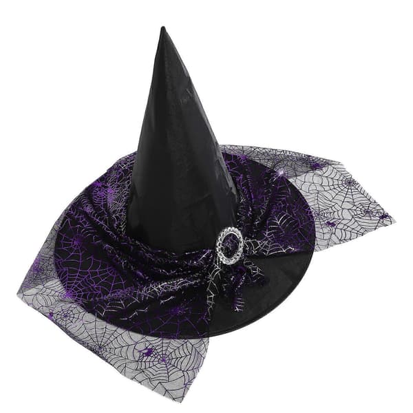 Lilla heksehue til kvinder Halloween kostume tilbehør til cosplay