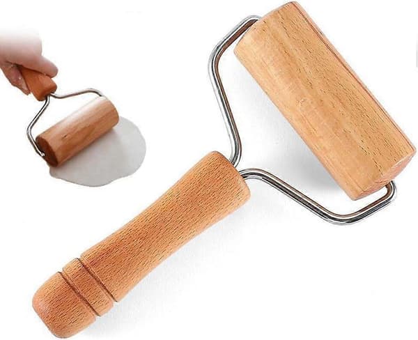 Kjevle i tre, dobbelthodet design for baking av pizza, bakverk, dumplings, kjeks