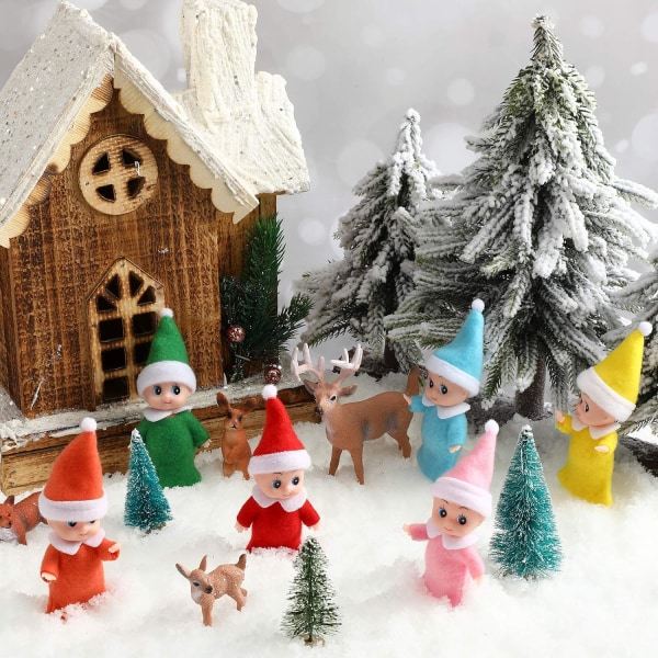 6 stycken Små jultomtar Färgglada tomtedocka Tvillingar Baby tomte till jul nyår adventskalendrar och julstrumpor