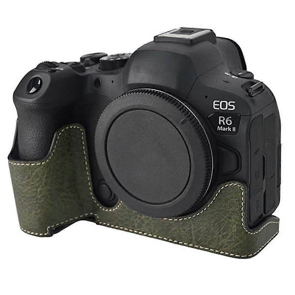 Typ B Kameraväska för Canon EOS R6 Mark II/R6/R5 med Axelrem Stor Urskärning Litchi-Textur Style A