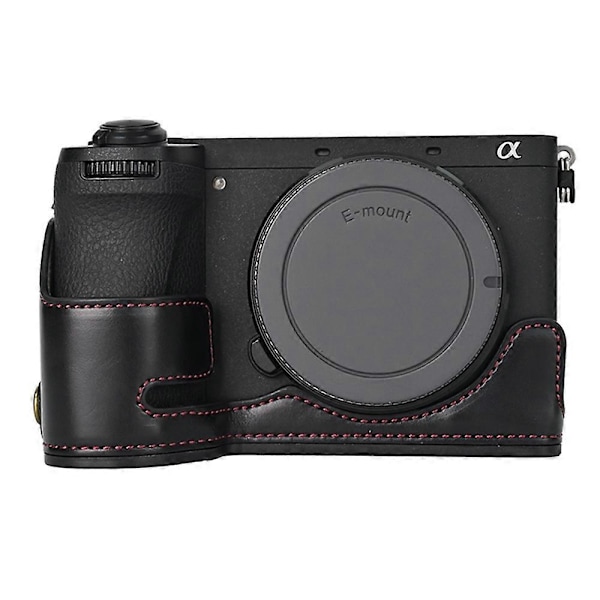 Typ D För Sony A6700 PU Läder Bottenfodral Halv Kroppskamera Skyddande Omslag Style D