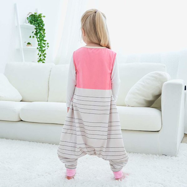Baby sovepose med fødder, helårs sovepose til piger og drenge, pink 1-3 år