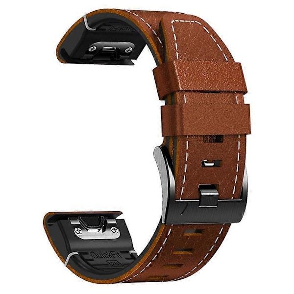 Armband i läderbelagt silikon för Garmin Tactix 7 Pro/Fenix 7X/6X/6X Pro/5X Plus Style B