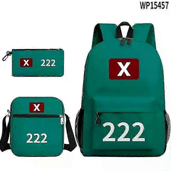 3-pack Squid Game Säsong 2 Överlevnadsspel Ryggsäck Student Skolväska Axelväska Bokväska-Bra 222 Backpack