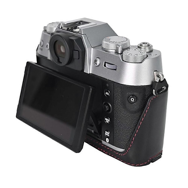 Typ C För Fujifilm X-T50 PU Läder Halvfodral Grepp Digitalkamera Väska Skydd med Öppning Botten Style D