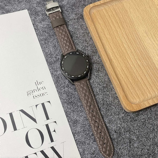 Armband i äkta läder med rombstruktur för Huawei Watch GT 5 Pro 46 mm/GT 5 46 mm 22 mm Style A