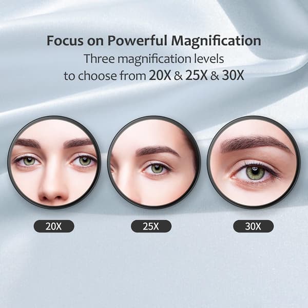 30X Magnifying Mirror, Small Magnifying Mirror with Suction Cup and Tweezers, Compact Mirror Set for Eyebrow Plucking 3.5 Inch