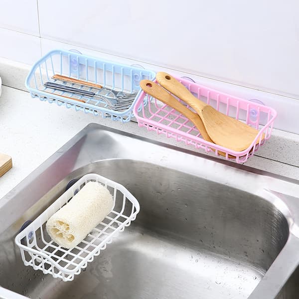 1 pc White Sink Holder with Suction Cup - Strong Suction Cup Holder for Bathroom and Kitchen
