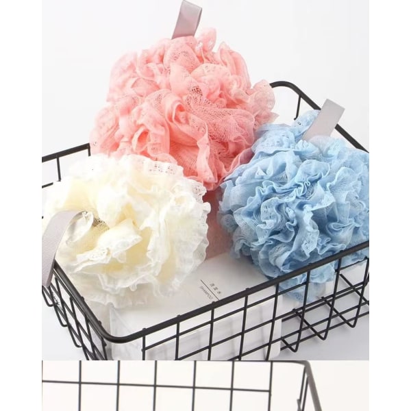 Duschsvamp, badboll, duschborste, exfolieringssvamp (blå/vit/rosa 3 färger)