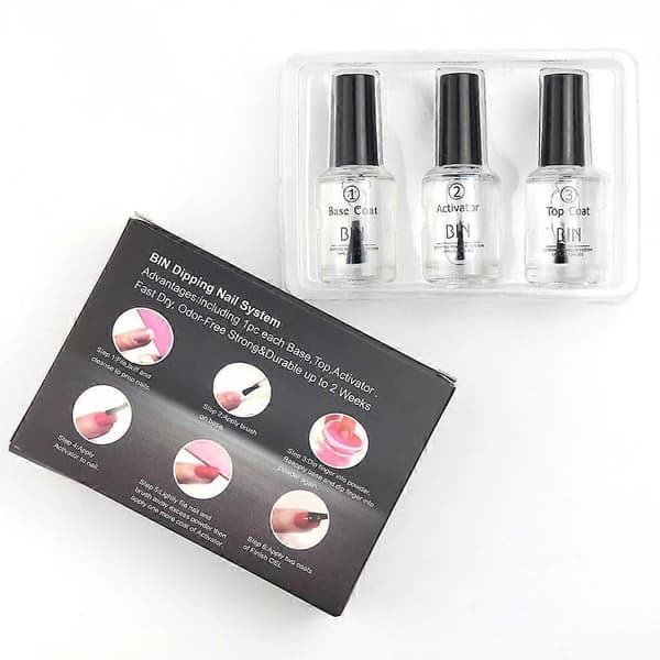 3st/set 15ML Nail Color Dip Powder Pro Polish Starter Kit Base Top Coat