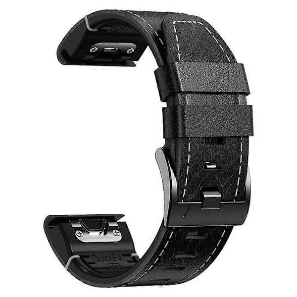 Armband i läderbelagt silikon för Garmin Tactix 7 Pro/Fenix 7X/6X/6X Pro/5X Plus Style C