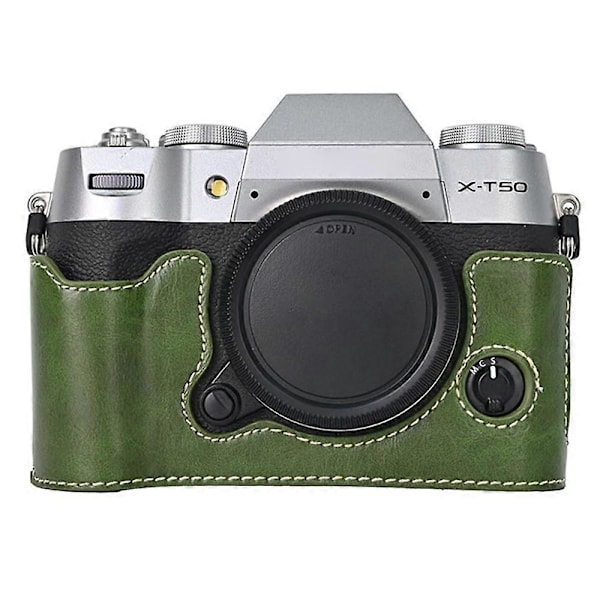 Typ C För Fujifilm X-T50 PU Läder Halvfodral Grepp Digitalkamera Väska Skydd med Öppning Botten Style A