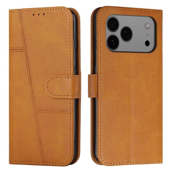 Stitched Leather Case with Buckle and Calf Texture (For iPhone 17 Pro Max)