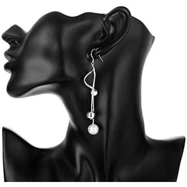 1 par silverörhänge smycken kvinna bohemisk stil gnistrande pärlor Långt hänge örhänge örhängena dinglar dam örhänge