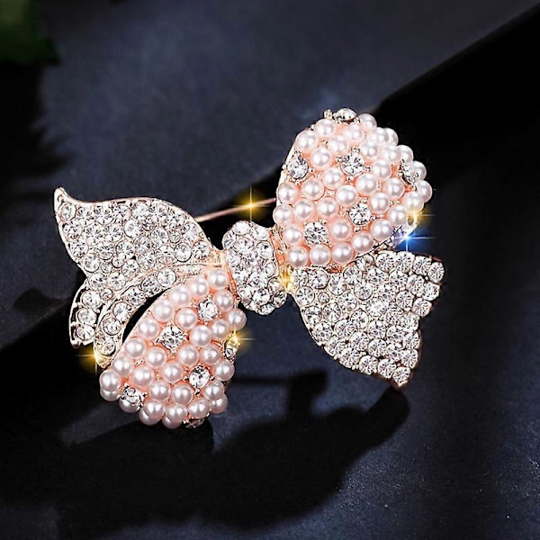 Rhinestone Pärl-Rosett Brosch Mode Bröllop Fest Slips Dam Smycken