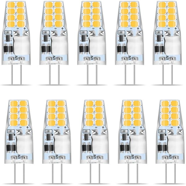 G4 LED varm hvit, 10 G4 LED-lampe 12V, 3W varm hvit 3000K 16x 2835 SMD erstatter 35W halogenlampe