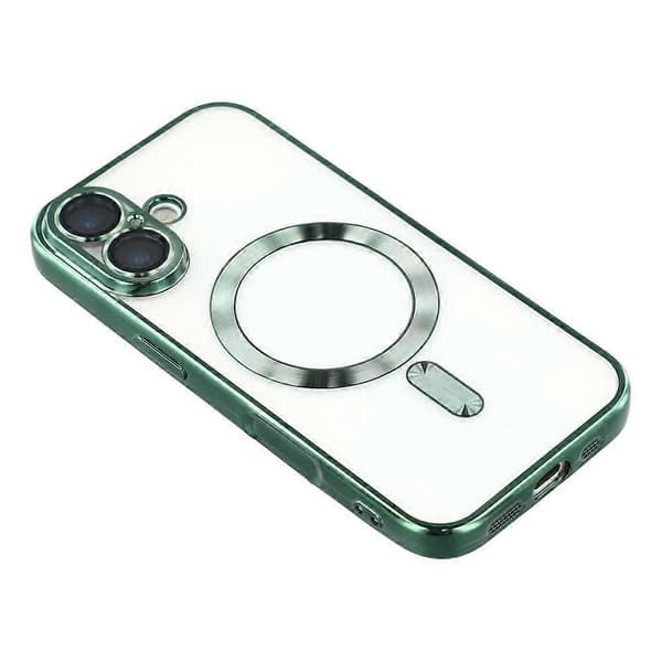 Compatible Case for iPhone 17, Compatible with MagSafe, Electroplated TPU Phone Case with Lens Protector (Green)