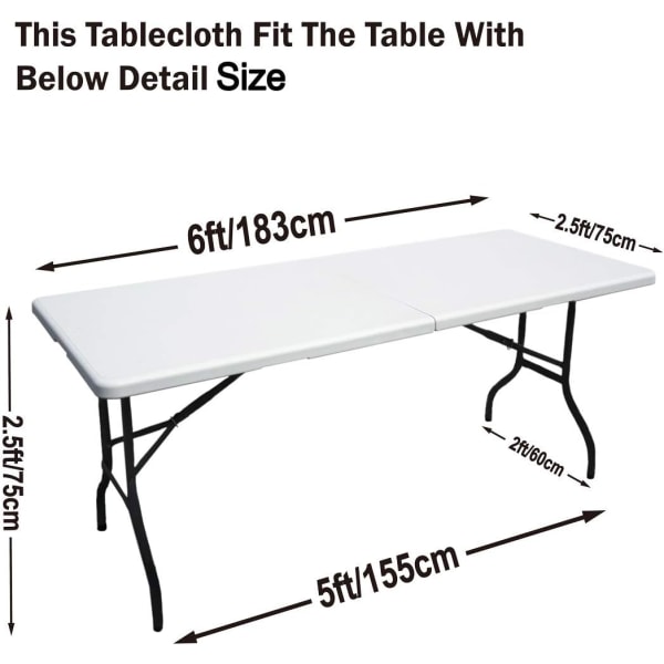 Spandex bordsduk 6 fot Slim Fit polyester duk stretch spandex bordsduk - bordsduk (rygglös marinblå)