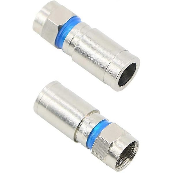 Kompression RG6 F-kontakt koaksial koaksialadapterkontakt for satellitt- og kabel-TV (50-pakning)