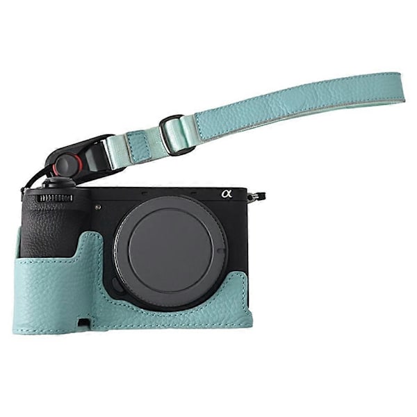 Type E Kamerataske til Sony A6700 med Stor Åbning, Ægte Koskindslæderbeskyttelse med Håndledsrem Style B