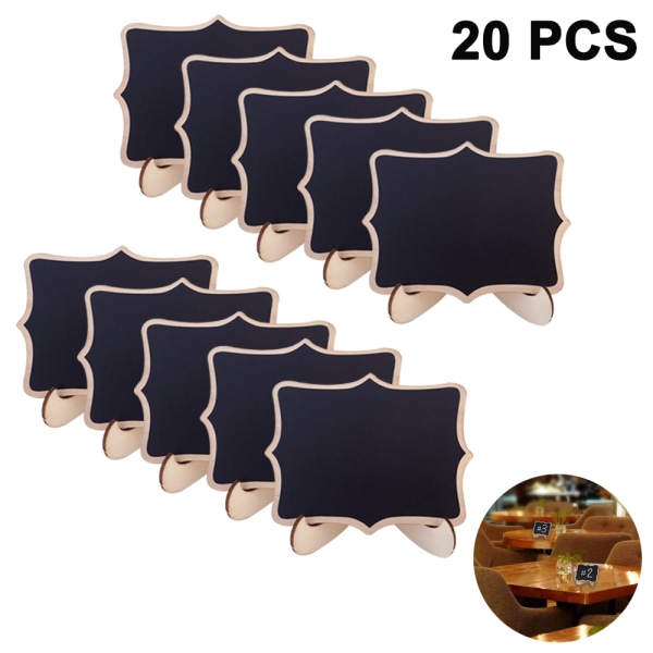 20-pack mini svarta tavlor skyltar med flytande krita markör, små trä tavla etiketter med stöd staffli